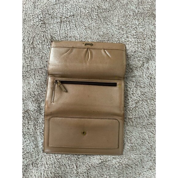 Coach Women’s Wallet Trifold Leather Solid Beige Button Shut - Picture 12 of 14